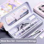 8-Piece Set of Measuring Rules for Students Including Compass Measuring Angle Ruler Triangular Ruler Measuring and Drawing Compl