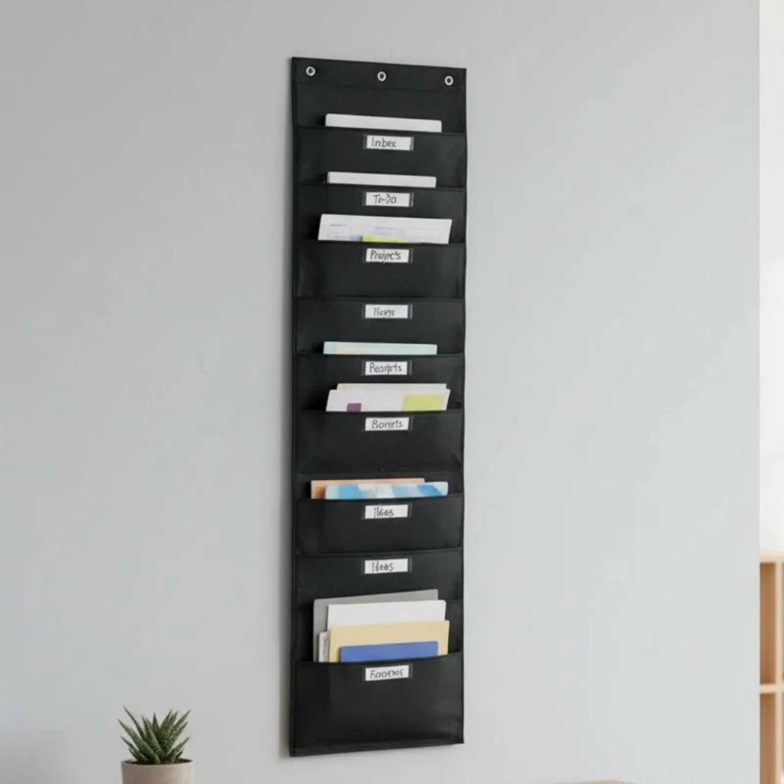 Wall Hanging Organizer Heavy Duty Labeled Hanging File Folder Organizer Document Folder Organizer for Office School Dorm Door