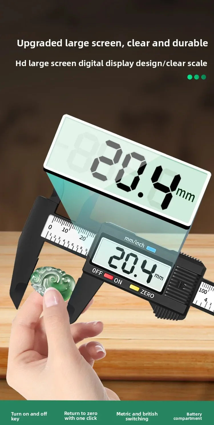 100/150mm Digital Caliper Vernier Caliper Gauge Measuring Tool for Carpentry Tools with Carbon Fiber Dial and Electronic Ruler