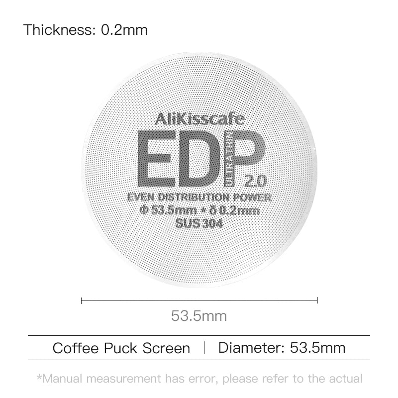 Alikisscafe Espresso Puck Screen 0.2mm Thickness 51mm 53.5mm 58.5mm Reusable Stainless Steel Heat Resistant Mesh Barista Tools