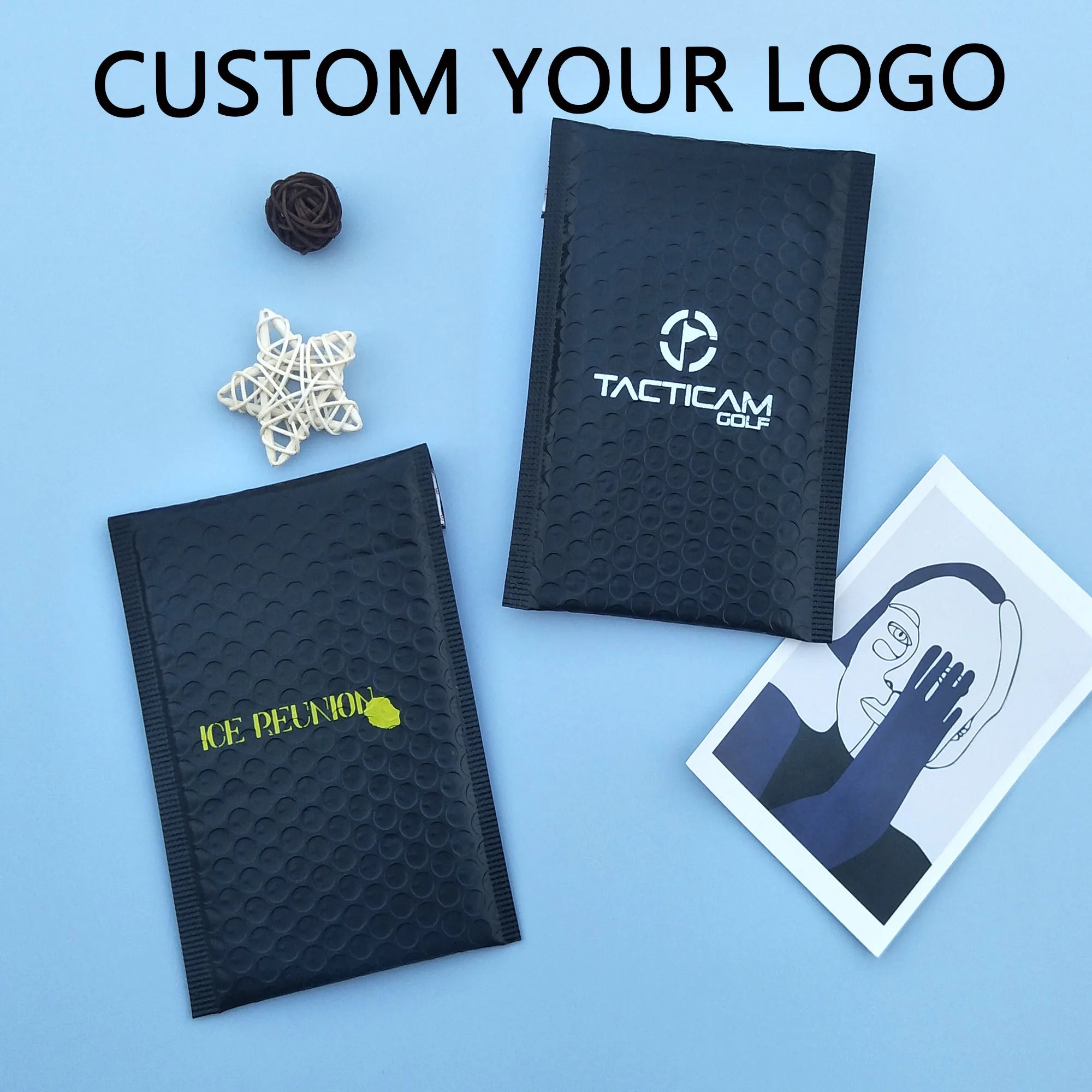 50pcs Poly Bubble Envelope Bags with Logo Printed Padded Shipping Envelopes With Bubble Mailing Bag Shipping Gift Packages Bags