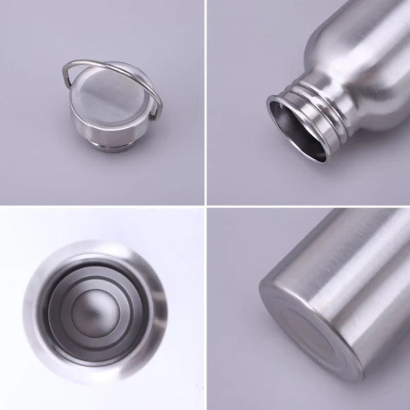 500/750/1000ml Stainless Steel Water Bottle Single Wall Large Capacity Big Mouth Vacuum Flasks with Lid Cycling Drinkware Sports