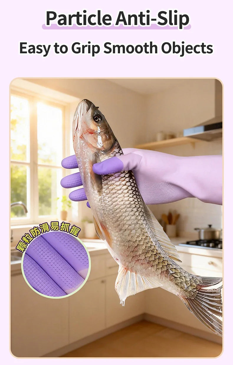 Latex Cleaning Gloves Non Slip Grip Waterproof Reusable for Dish Washing Kitchen Bathroom Household and Laundry Chores