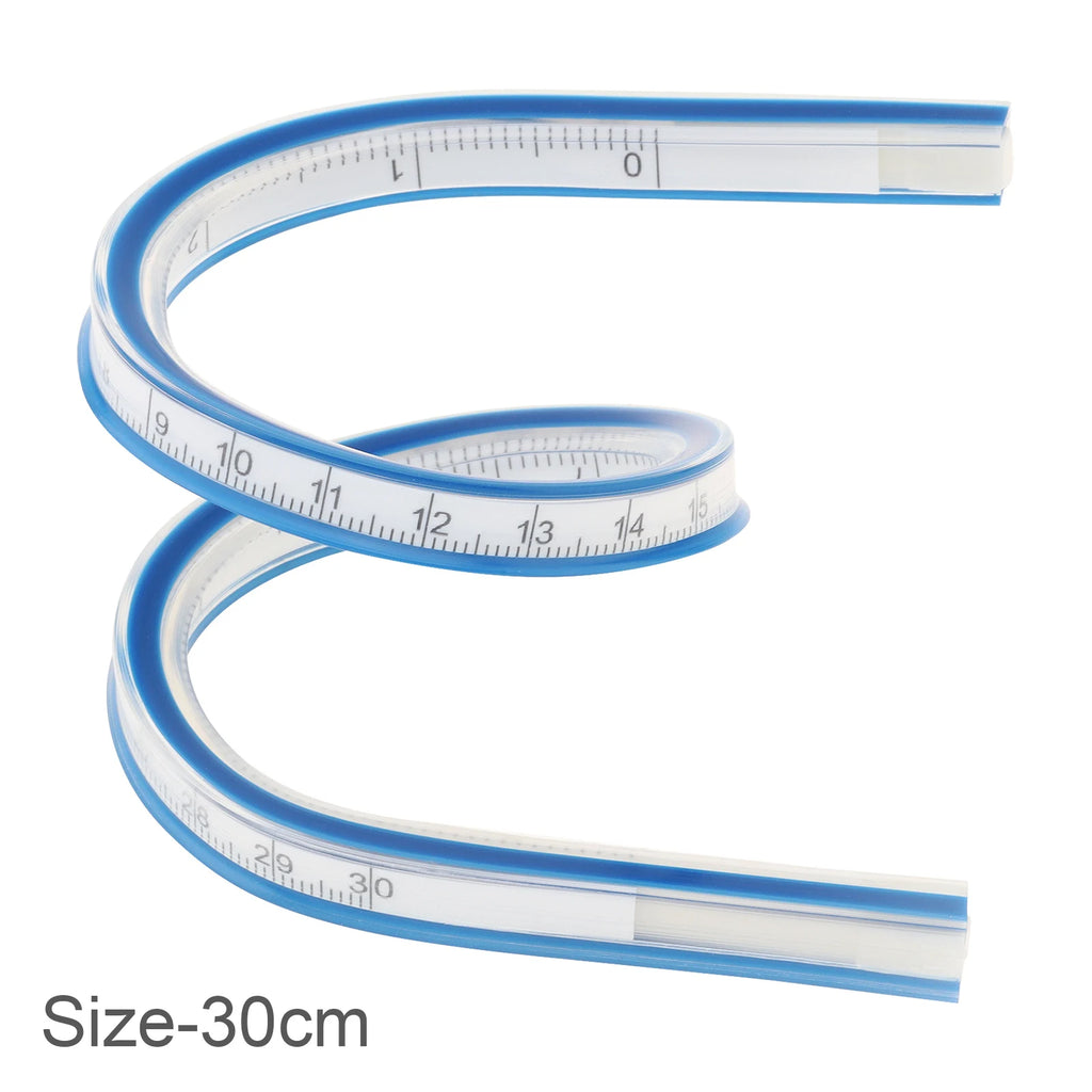 1pc Flexible Curve Ruler - Dual Scale, Multifunctional Plastic Tool for Office and School Design & Drawing, Drafting Equipment