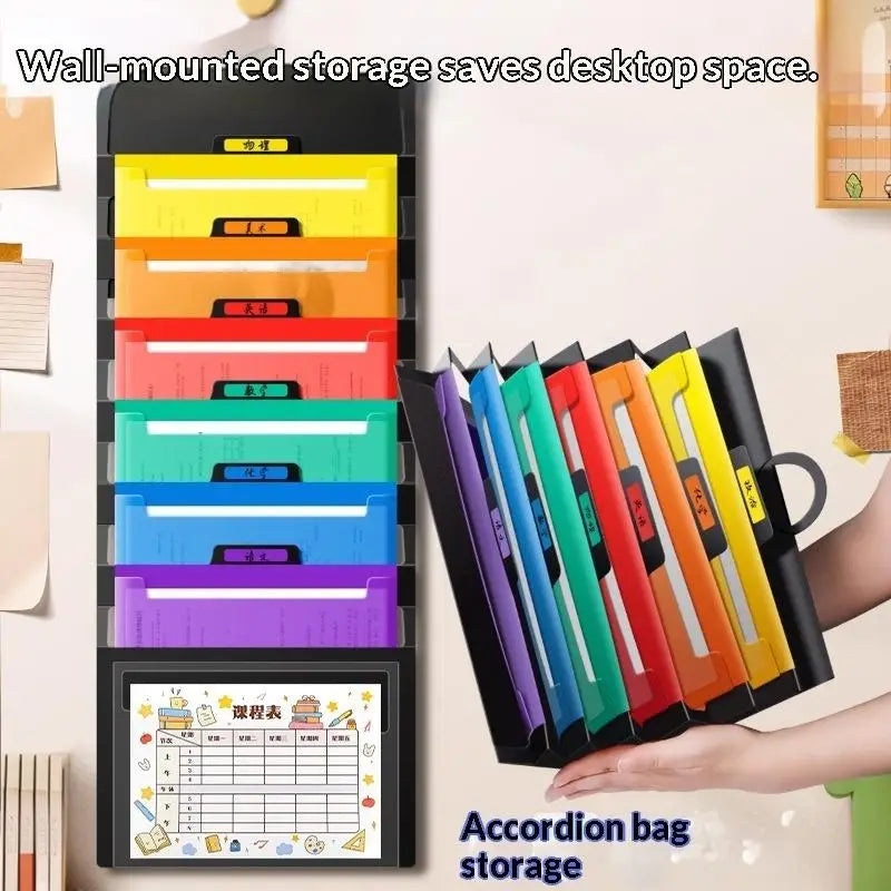 File Organizer Folder Hanging Long Size Bond Paper Wall-Mounted Rainbow Classification Large Capacity Office Folder