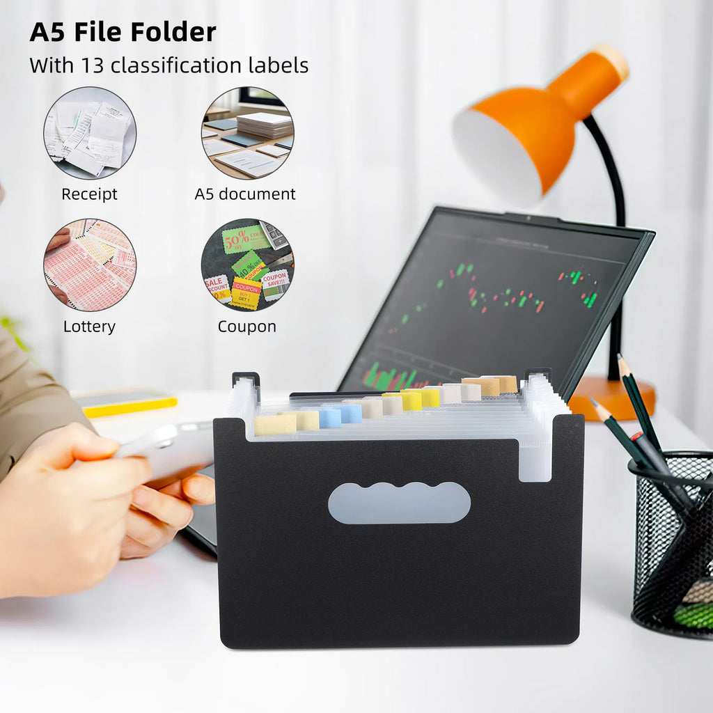 PP Material Accordion File Folder for Receipts Coupons Documents Organizing Portable Office School Home Use Multi-Function