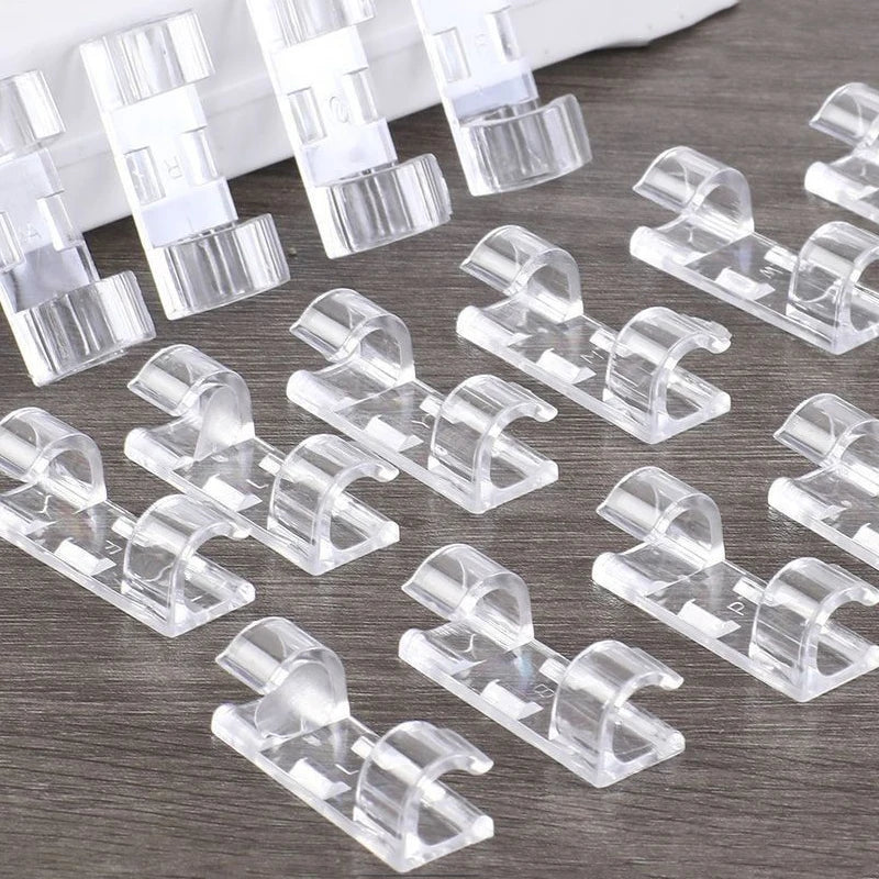 20/100pcs Cable Organizer Clips Cord Holder Transparent Management Wire Manager Home Office USB Data Line Winder Hooks Protector