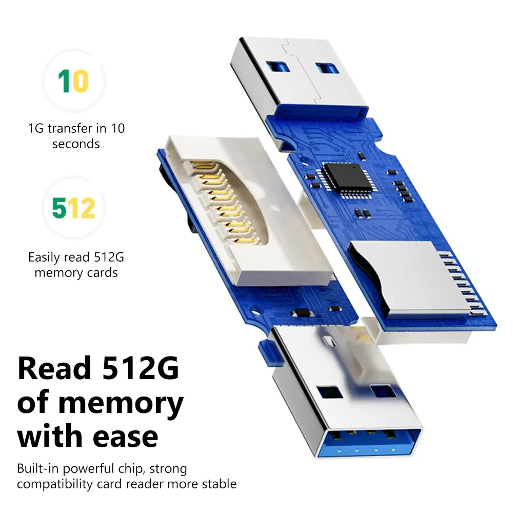 NNBILI 1-2pcs Card Reader USB3.0/2.0 To SD TF Memory Adapter High Speed TF Memory 2 IN 1 Card Reader For PC Laptop Accessories