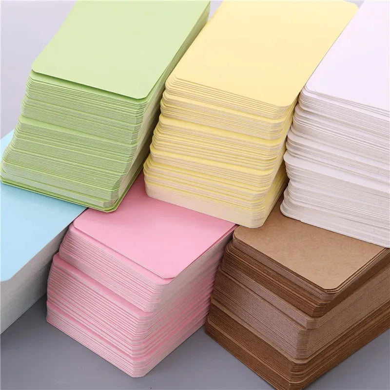100/page Kraft Paper Cards Blank Business Card Message "Thank You" Cards Wedding Party Label Bookmark Learning Card &Invitations