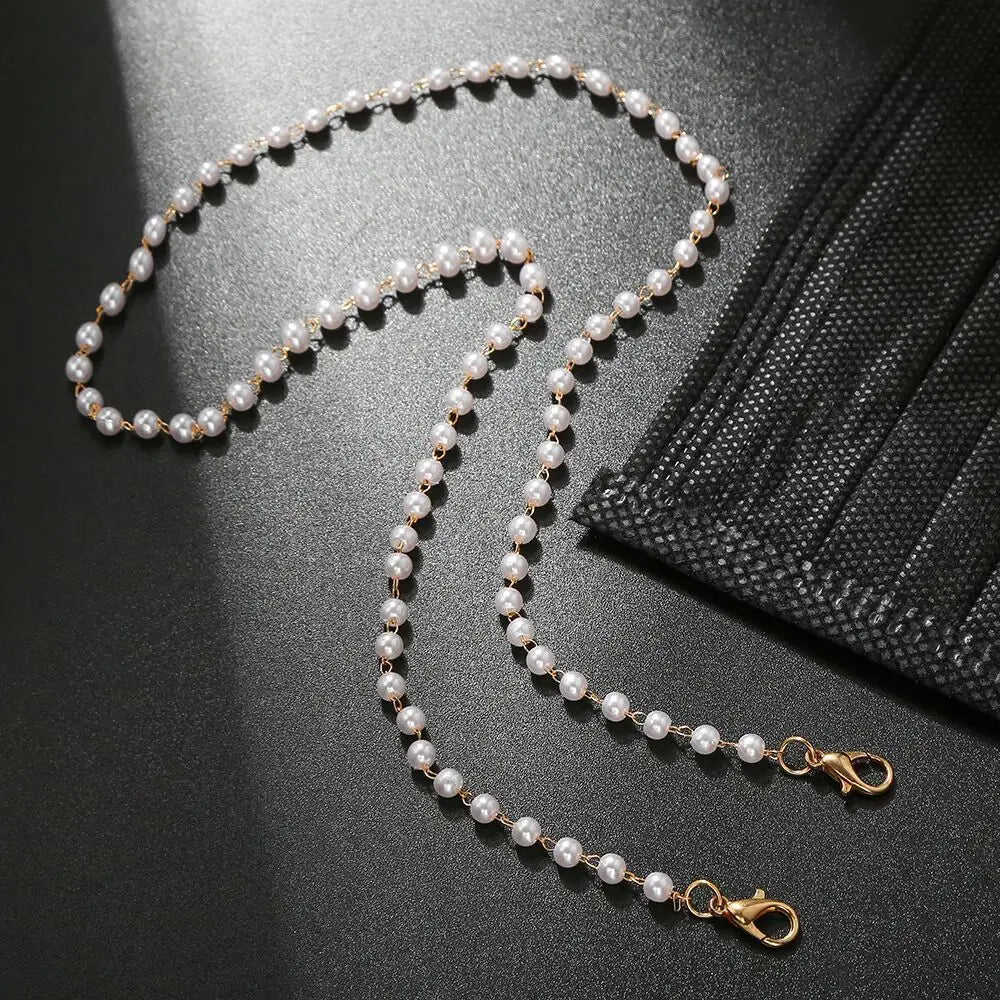 Fashion Reading Glasses Chain Pearl Flower Glasses Hanging Rope Anti-Lost Eyewear Mask Lanyard Women Sunglasses Glasses Chain