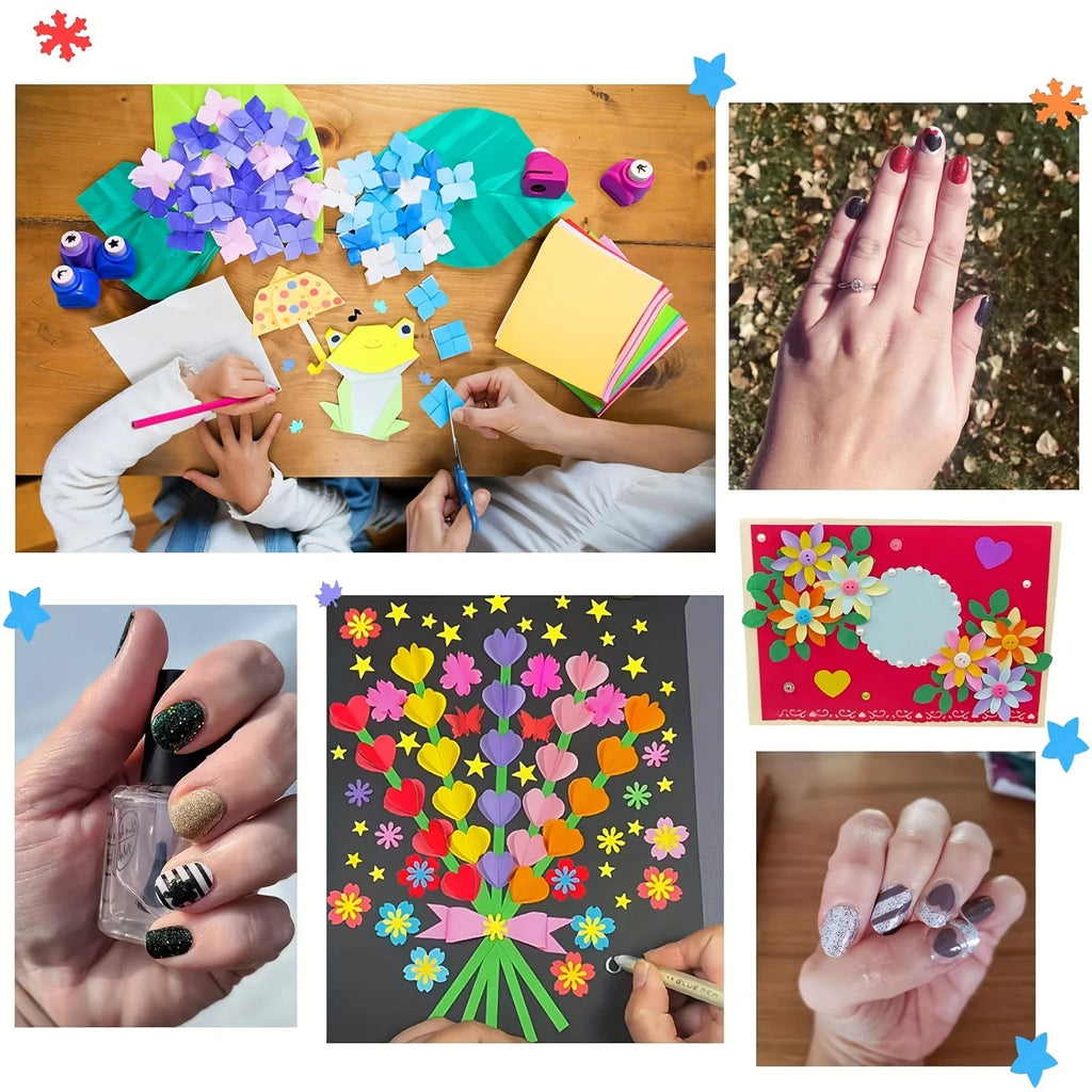 Random 10 Piece Mini Embossing Punch Set, Mixed Colors, Creative Portable Paper Craforations,t Cutting and Embossing Tools for D