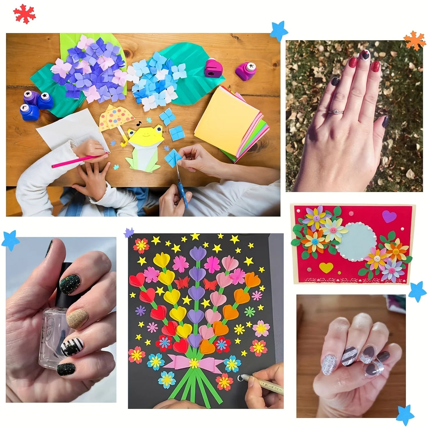 Random 10 Piece Mini Embossing Punch Set, Mixed Colors, Creative Portable Paper Craforations,t Cutting and Embossing Tools for D