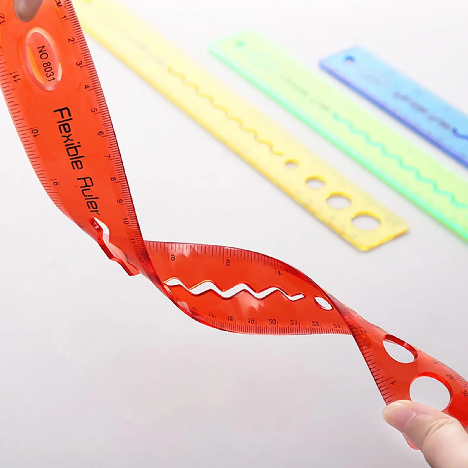 4Pcs Flexible Ruler Set High-Density Clear Plastic Bendable Measuring Tool for Drawing Straight Wavy Circular Lines Students