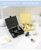Kawaii 4/8pc Portable Stationery Multi Functional Tool Box Efficiency Set Puncher Stapler Adhesive Tape Mini School Supplies