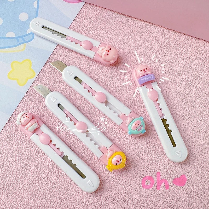 1pc Mini Portable Art Knife Students Use Envelope Opener Cute Cartoon Paper Cutter Office Stationery Express Unpacking Device