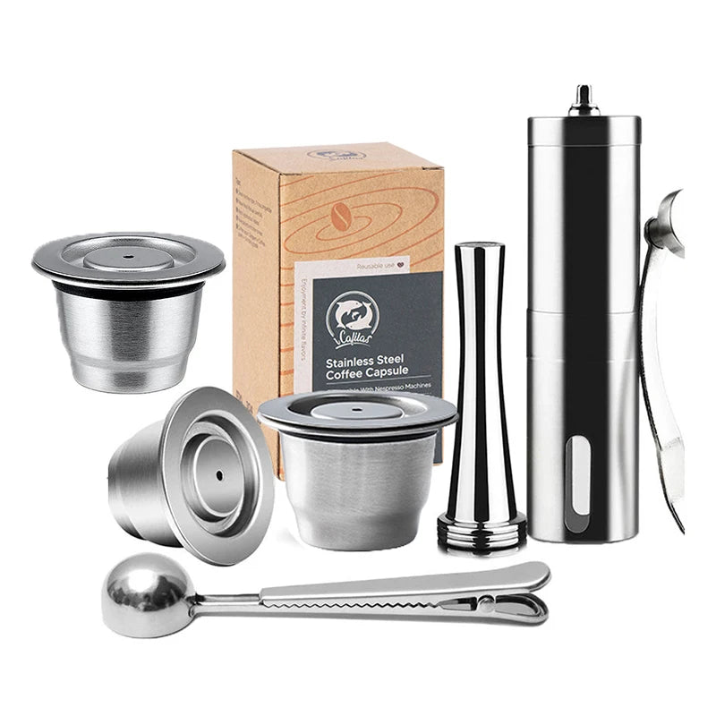 Reusable Nespresso Coffee Capsules Cup Stainless steel Refillable Coffee Capsule Refilling Filter Coffeeware