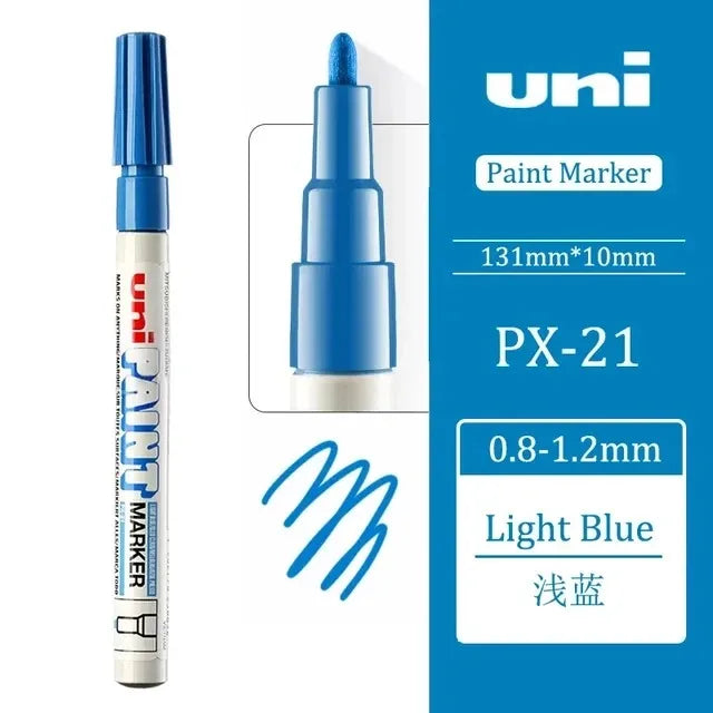 1pcs Japan UNI Paint Marker PX-21 Color Oil-based Permanent 0.8-1.2mm Tire Touch Up Painting Waterproof Graffiti Art Supplies