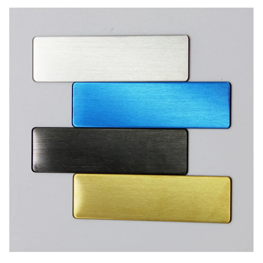10pcs Brushed gold plate Laser Engraving Metal Name Badge Gold Silver Color Mirror Brushed Stainless Steel Badge Blank Material