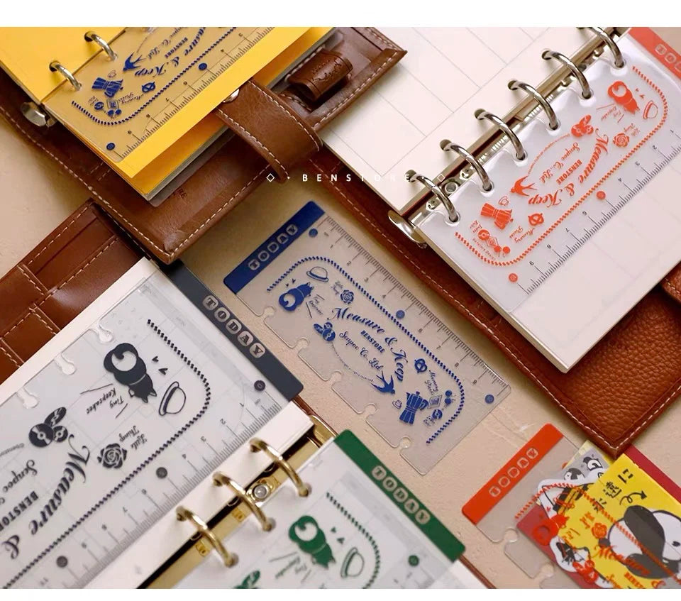 Binder Storage ruler vintage loose-leaf Notebook inner page index divider bookmark DIY accessory flexible ruler