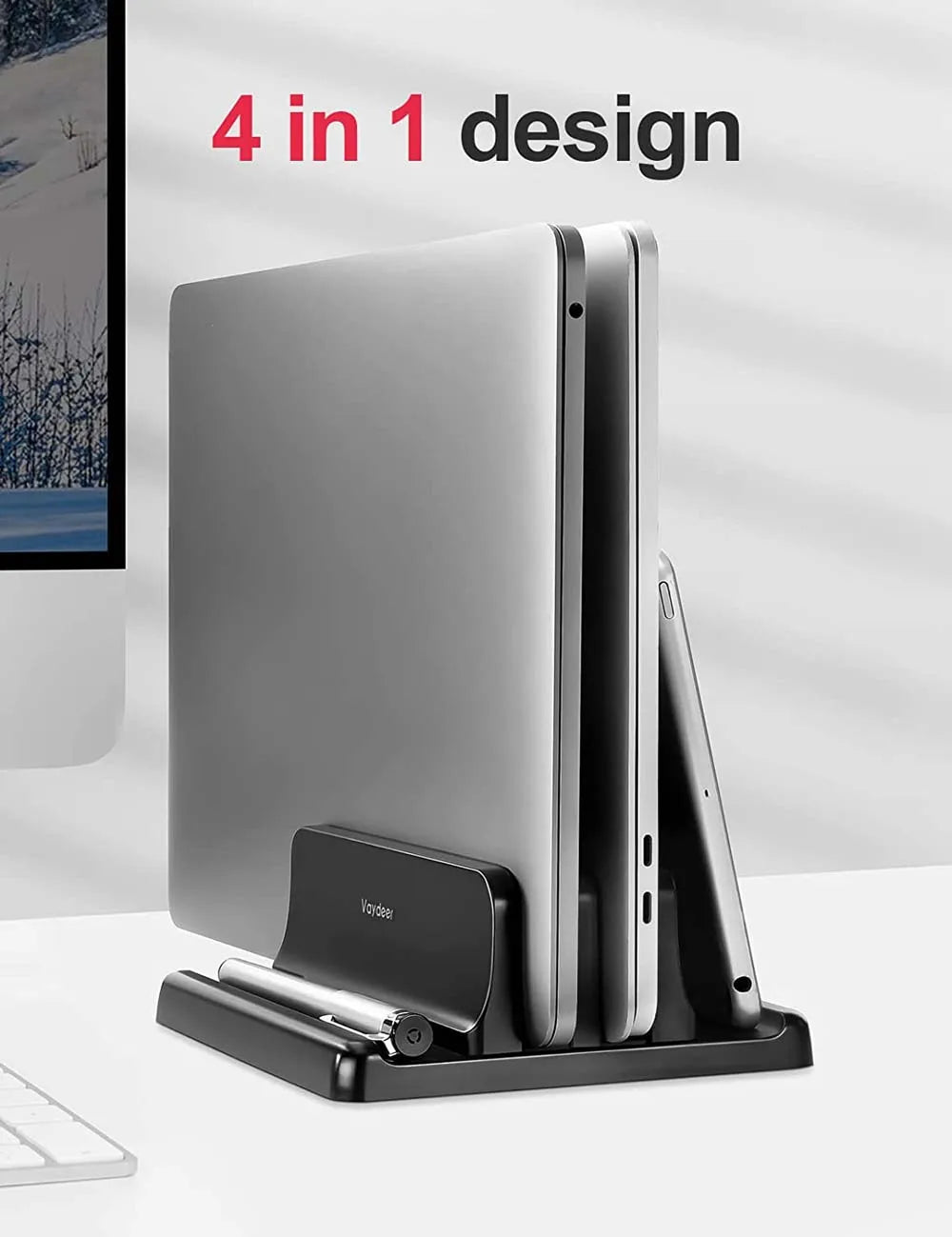 Dual-Slot Vertical Laptop Stand Holder Adjustable Double Desktop Notebook Dock Space-Saving for MacBook HP Dell Chrome Book iPad