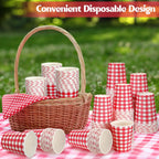 10/20/50pcs Red and White Checkered Disposable Paper Cups for BBQ Chrismas Holiday Party Decor Home Used Coffee Milk Paper Cups