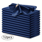 12pcs Silky Satin Dinner Napkins 30x30cm Polyester Square Table Napkins for Wedding Banquet Restaurant Birthday Party Decor