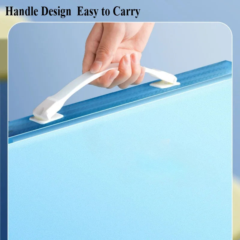 A3 Art Portfolio 60 Pockets, 120-Page Presentation Book with Handle, Blue Night Sky Design for Artists,Office Document Organizer
