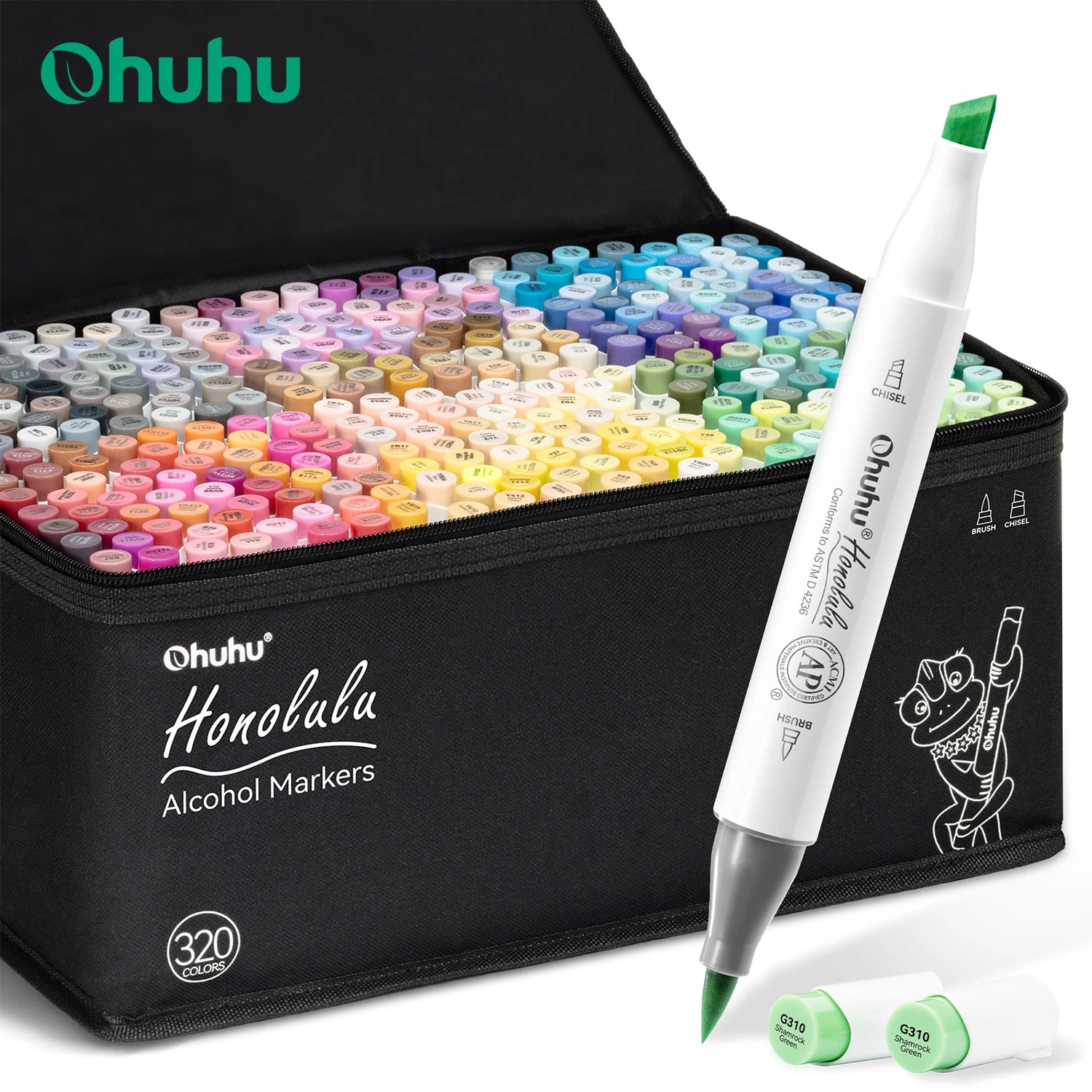 Ohuhu Honolulu 320 Colors Marker Pen Set Alcohol Art Markers Refillable Dual Tips Sketching Drawing Manga School Art Supplies