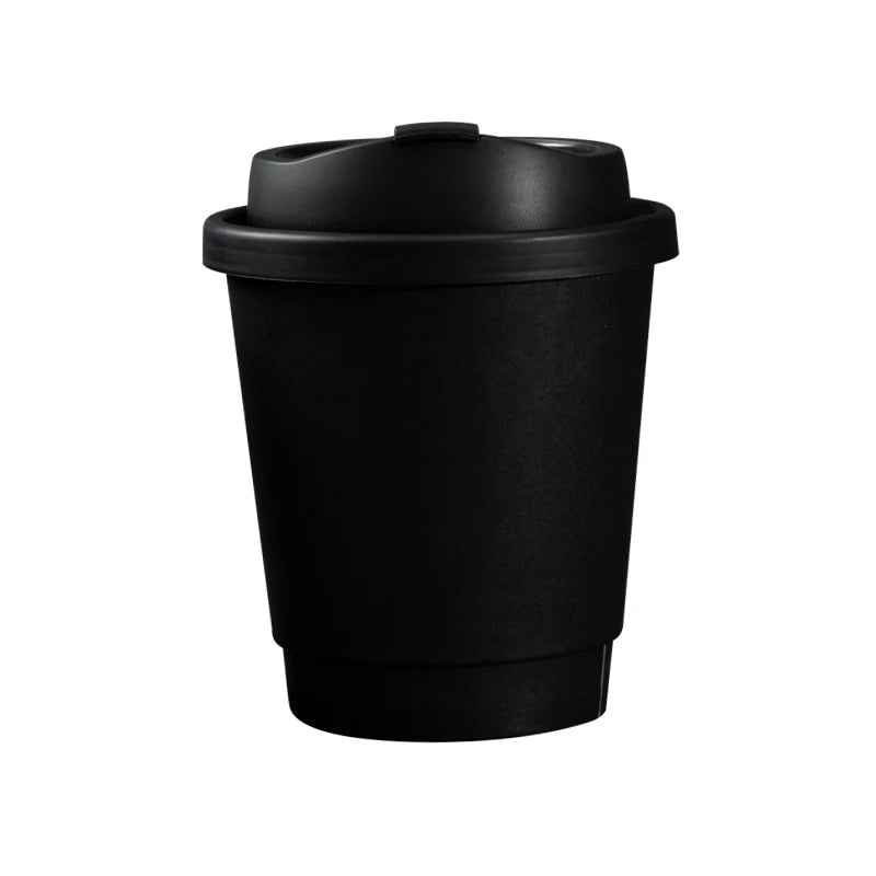 50pcs/pack Disposable Matte Black Coffee Paper Cup Hot Drinking Cup Double Layer Thickened Hollow Cup Accept Customization