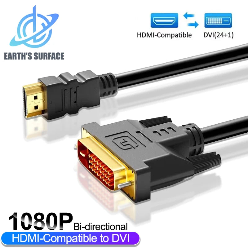 1080P HDMI-compatible to DVI Converter Cable Bi-directional DVI to HDMI-compatible Adapter Cables for PC TV Box PS4 DVD Projetor