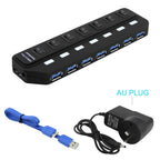 USB 3.0 HUB Multi USB Splitter 4/7 Port Expander High Speed USB 3.0 Hab with Power Adapter USB 3.0 Hub with Switch for Laptop PC
