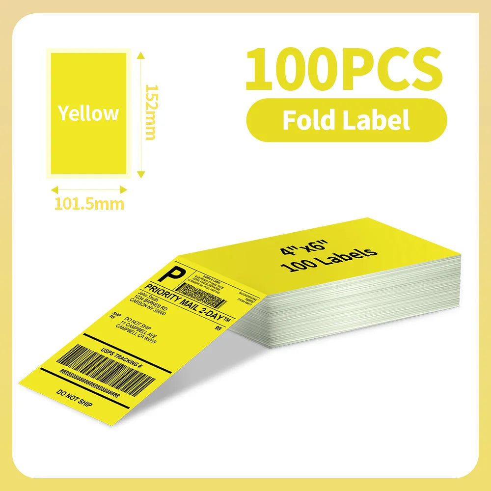 100 Sheet Phomemo A6 Size Shipping Labels 100x150mm Thermal Label Stickers Roll for PM-241BT/D520/246S Waybill Printer Labeler