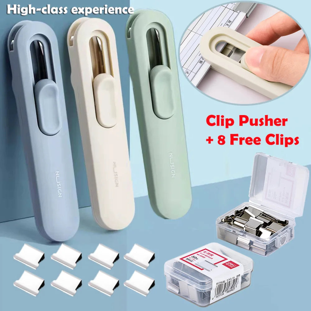 Mini Traceless Reusable Hand Clamp Push Stapler Paper Book File Office School Student Binder Binding Tools Supplies