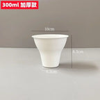 50pcs Disposable Biodegradable Paper Cup 300ml Ice Cream Tiramisu Handheld Cup with Lid White Eco-friendly Dessert Packaging Mug
