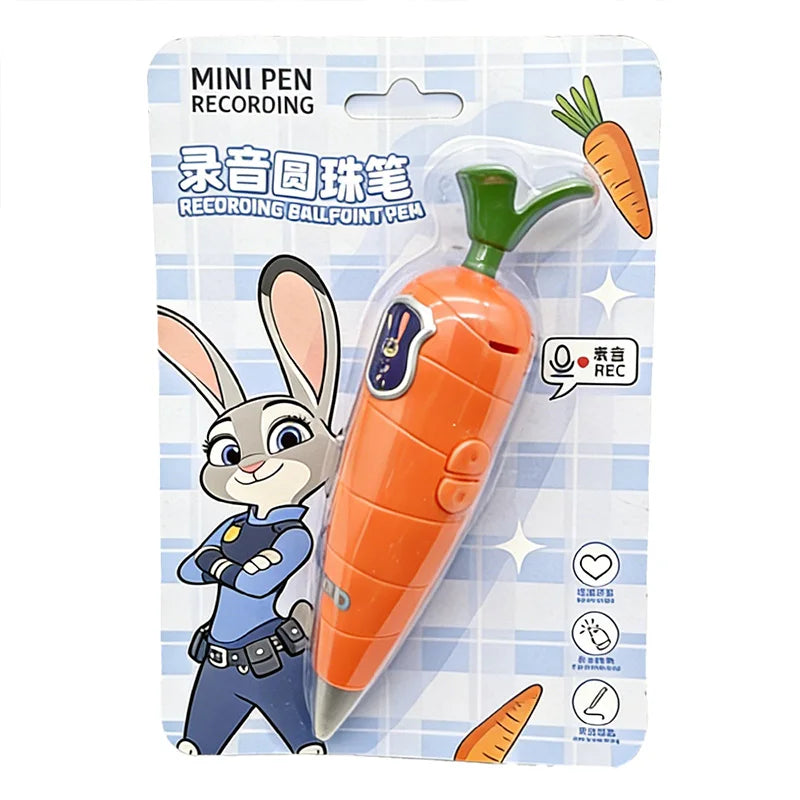  Disney Zootopia Trendy Judy Carrot-Shaped 2-in-1 Voice Recorder Pen& Gary Pen Snake Writing  Serum Pen Peripherl New Year Gift