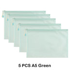 5 PCS A4 A5 A6 Mesh Zipper Pouch Document Bag Waterproof Zip File Folder Storage Bags A4 A5 A6 Office School Supplies Stationery