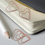 50 Mini Heart-Shaped Metal Paperclips/Set - Mini Rose Gold Heart Bookmark Clips, Perfect For Notebook Decorations And Stationery