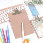 Wood Color Folder with Golden Metal Clip Different Sizes Portable Stylish Notes Ticket Holder Office School Stationery Supplies