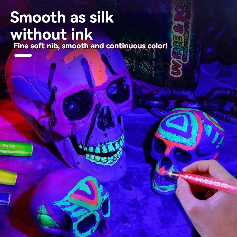 12-18 Colors Colorful Luminous Pen Set Human Face Paint Pen Student Children Painting Fluorescent Marker Glow-in-the-dark Pen