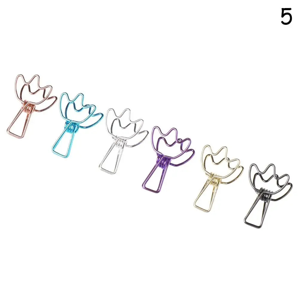 6PCs/Set Hollowed Out Design Metal Binder Clip Long Tail Office Hand Book Folder Paper Organizer Stationery Fish
