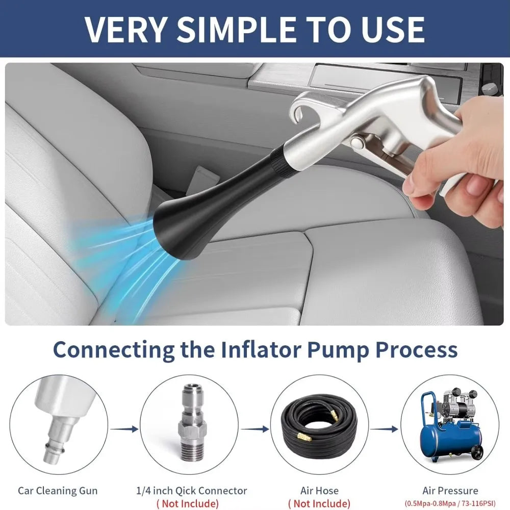 Multi-Function High Pressure Pneumatic Cleaning Gun Portable Air Compressor Dust Blower Auto Interior Detailing Maintenance Tool