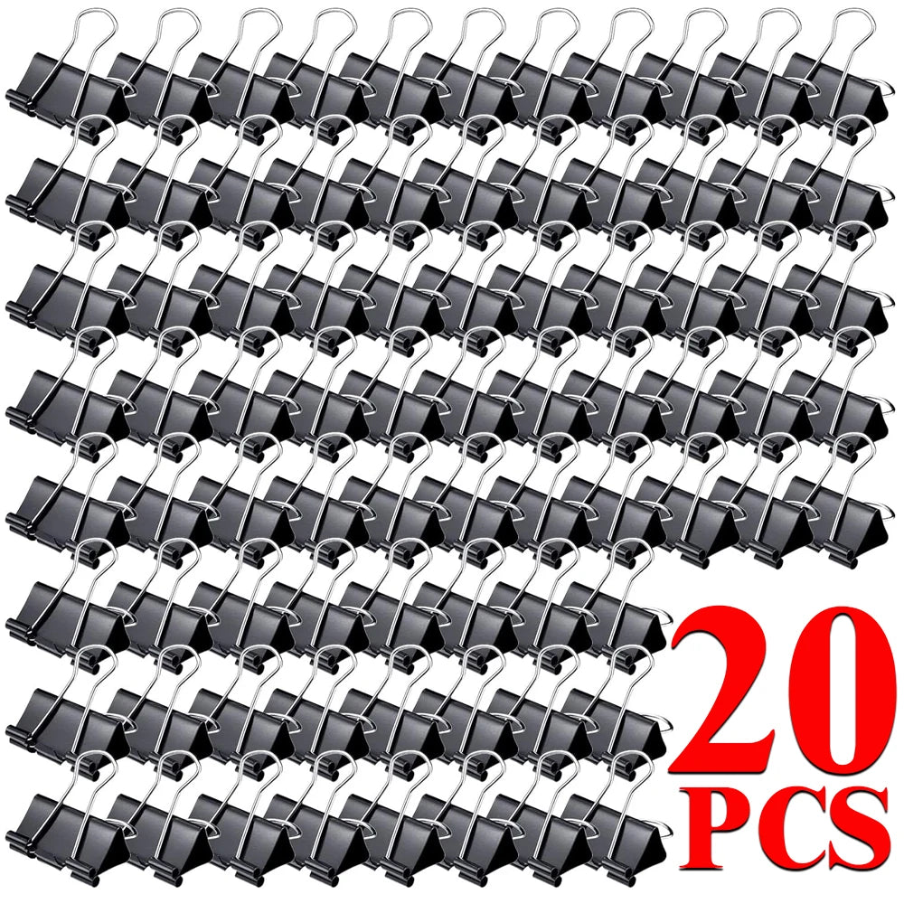 10-50PCS Foldback Clips Multi-Purpose Paper Clips Metal Binder Clip Office Clip Black 15mm for Paperwork Office Home Kitchen