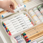 Plastic Desktop Storage Box Stackable Large Capacity Drawer Divider Storage Box Solid Color Documents File Organizer Home Office