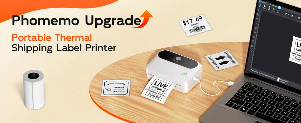 Phomemo M421 Label Printer 4x6 Shipping Thermal Label Maker Compatible with Phone & PC Portable Bluetooth Printers for Package