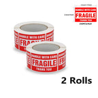 2"x 3" Fragile Stickers 500 Labels Per Roll Strong Adhesive (Handle with Care,Thank You) Labels for Shipping Moving,Do Not Bend