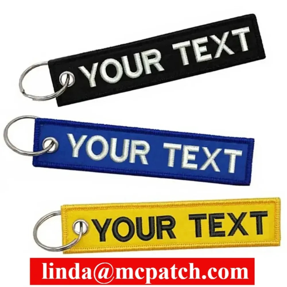 Custom Your Own Text Tag Keychains for Motorcycles Cars Scooters Key Decoration Personalized Double-sided Embroidery Keychain