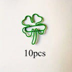 10/30/50 Green four-leaf clover-shaped paper clips - Lucky little clips, durable color document organization clips