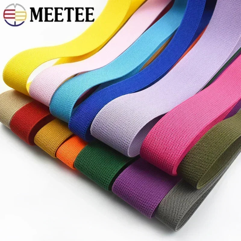 3/5M Meetee 20-50mm Elastic Bands for Trouser Waist Rubber Band Stretch Webbing Tape Belt DIY Underwear Clothes Sewing Accessory