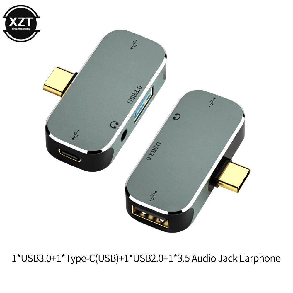 Multi-function 6 in 1 Type-C Hub 3.55mm Jack PD100W USB3.0/USB2.0/USB3.1 HDMI-Compatible USB Extender Hub