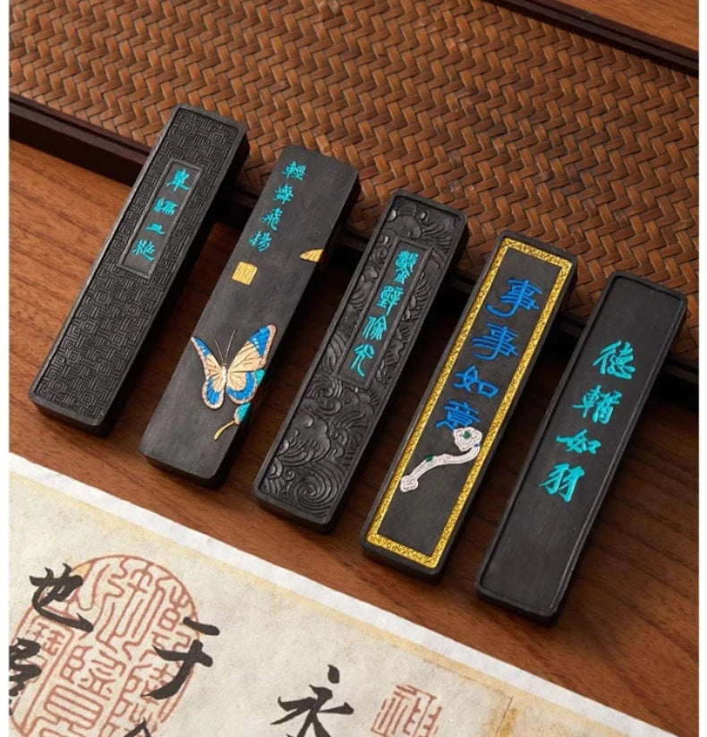 Traditional Chinese Sumi Ink Stick Black Color Inkstick Calligraphy Writing Painting Ink Bar Watercolor Fabric Paint Ink Block